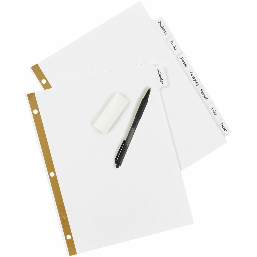 Image of Avery® Write and Erase Big Tab Paper Dividers, 8-Tab, 11 x 8.5, White, White Tabs, 1 Set