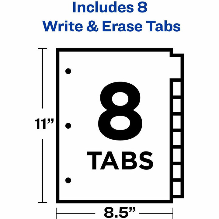 Image of Avery® Write and Erase Big Tab Paper Dividers, 8-Tab, 11 x 8.5, White, White Tabs, 1 Set