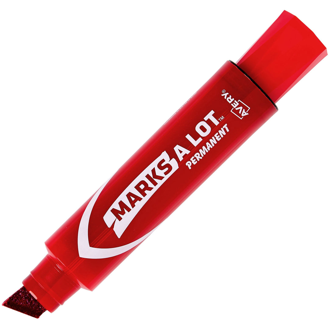 Image of Avery® Marks A Lot Extra-Large Desk-Style Permanent Marker, Extra-Broad Chisel Tip, Red (24147)