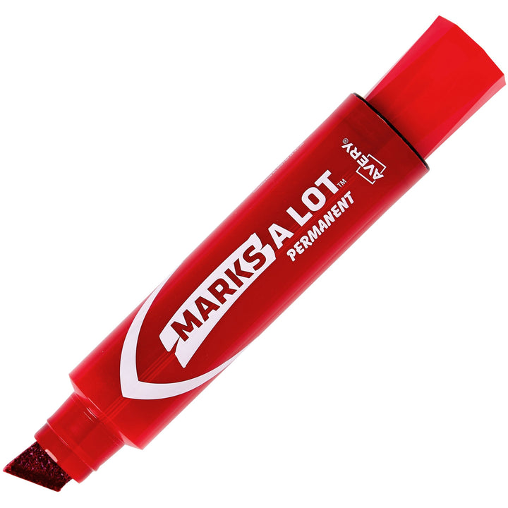 Image of Avery® Marks A Lot Extra-Large Desk-Style Permanent Marker, Extra-Broad Chisel Tip, Red (24147)