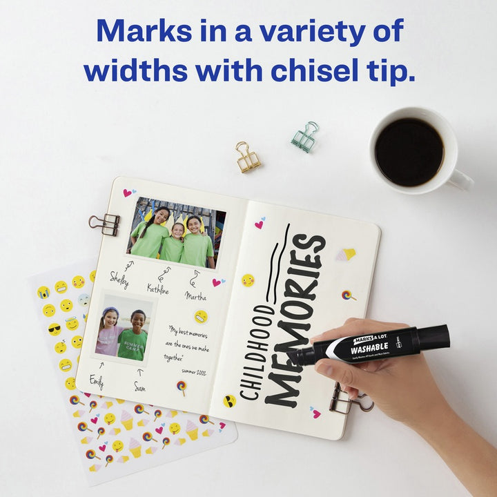 Image of Avery® Jumbo Tip Markers,Washable,Desk Style,Chisel Tip,Black