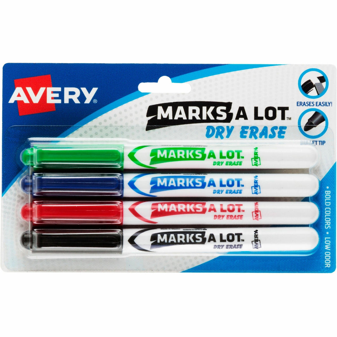 Image of Avery® Marks A Lot Pen-Style Dry Erase Markers, Medium Bullet Tip, Assorted Colors, 4/set (24459)