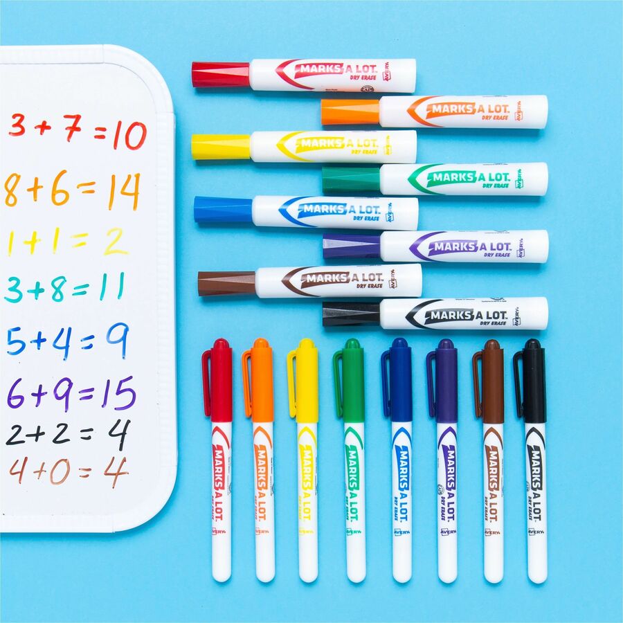 Image of Avery® Marks A Lot Marks-A-Lot 24459 Marks A Lot Dry Erase Markers, Pen-Style, 4 Assorted Markers