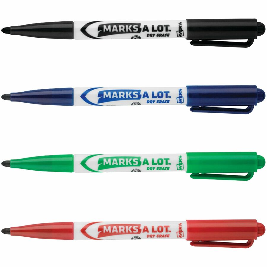 Image of Avery® Marks A Lot Marks-A-Lot 24459 Marks A Lot Dry Erase Markers, Pen-Style, 4 Assorted Markers