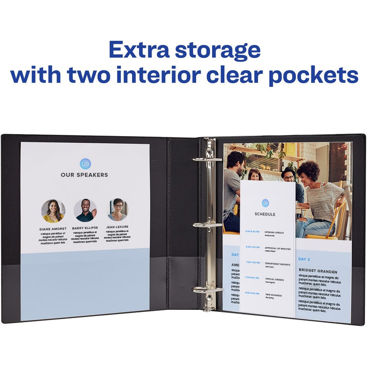 Image of Avery® Durable Non-View Binder With Durahinge And Slant Rings, 3 Rings, 1.5" Capacity, 11 X 8.5, Black