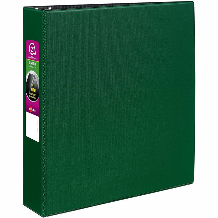 Image of Avery® Durable Non-View Binder With Durahinge And Slant Rings, 3 Rings, 2" Capacity, 11 X 8.5, Green