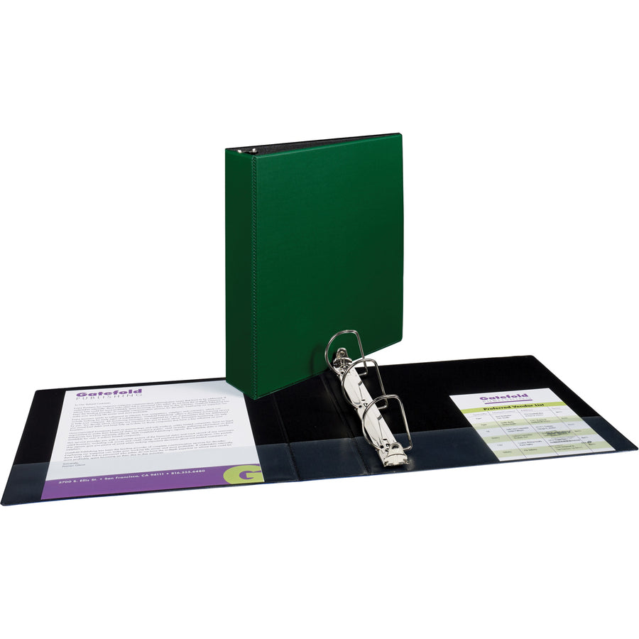 Image of Avery® Durable Non-View Binder With Durahinge And Slant Rings, 3 Rings, 2" Capacity, 11 X 8.5, Green