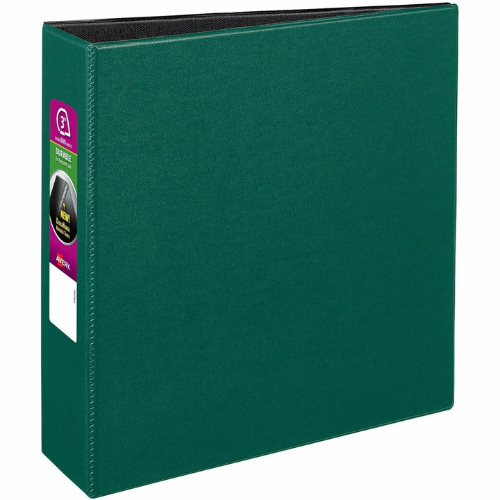 Image of Avery® Durable Non-View Binder With Durahinge And Slant Rings, 3 Rings, 3" Capacity, 11 X 8.5, Green