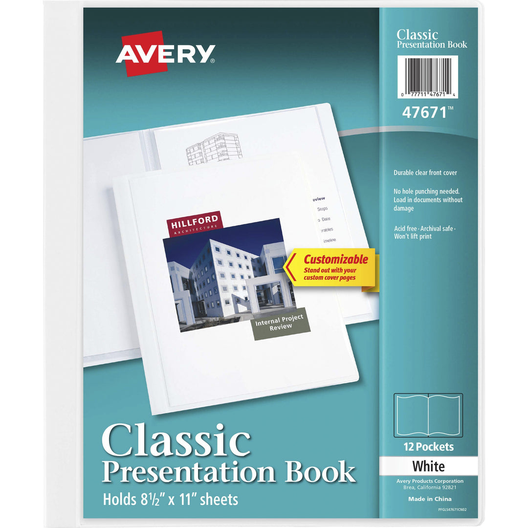Image of Avery® Presentation Book, 12 Pockets, 8-1/2"x11", White