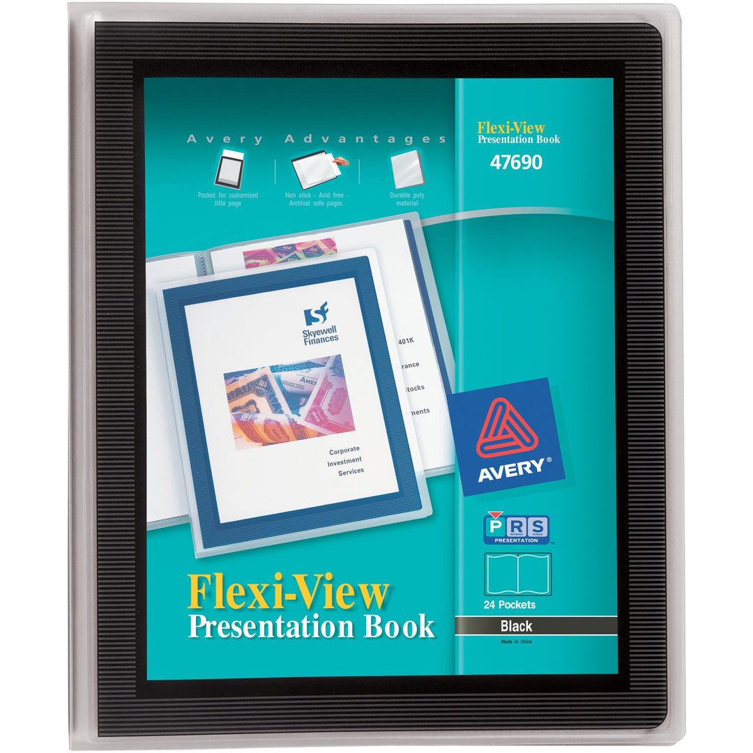 Image of Avery® Presentation Books, 24 Pages, 8-1/2"x11", Black Framed Cover