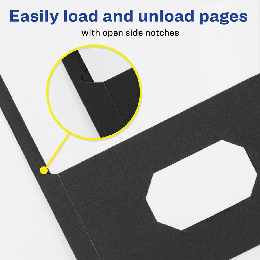 Image of Avery® Two-Pocket Folder, Prong Fastener, 0.5" Capacity, 11 X 8.5, Black, 25/box