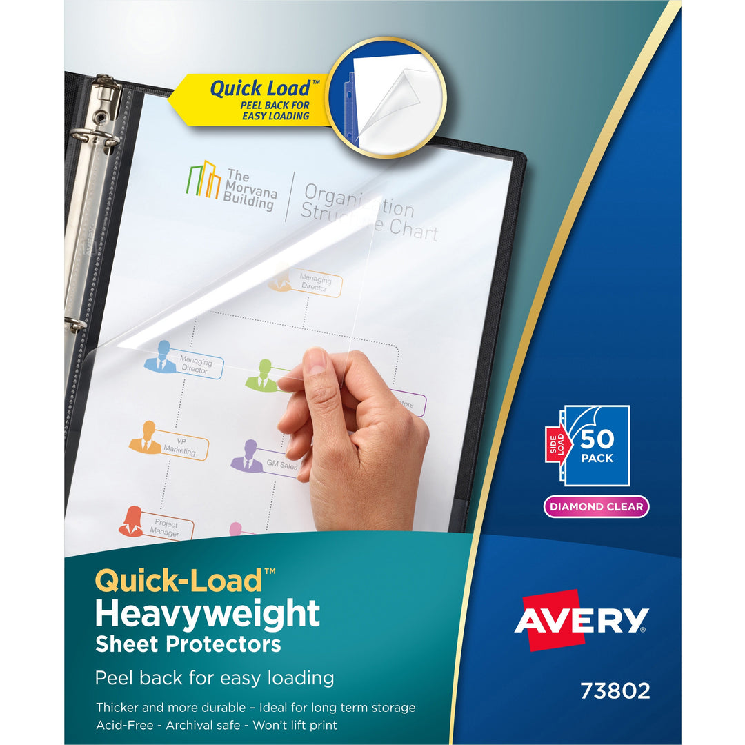 Image of Avery® Quick Top And Side Loading Sheet Protectors, Letter, Diamond Clear, 50/box