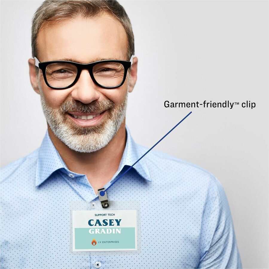 Image of Avery® Clip-Style Name Badge Holder With Laser/inkjet Insert, Top Load, 4 X 3, White, 100/box