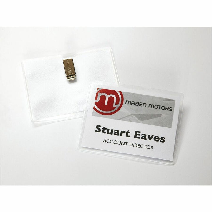 Image of Avery® Clip-Style Name Badge Holder With Laser/inkjet Insert, Top Load, 4 X 3, White, 100/box