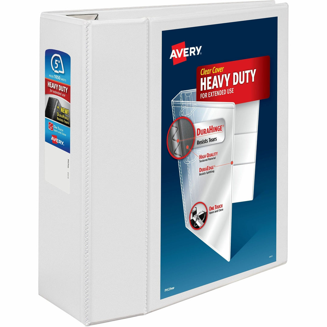 Image of Avery® Heavy-Duty View Binder With Durahinge And Locking One Touch Ezd Rings, 3 Rings, 5" Capacity, 11 X 8.5, White