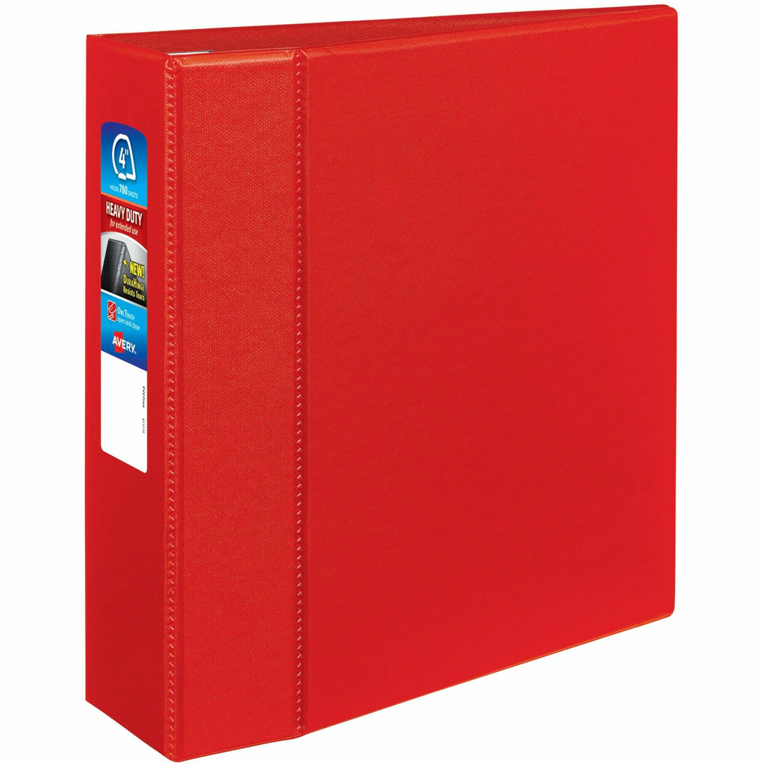 Image of Avery® Heavy-Duty Non-View Binder With Durahinge And Locking One Touch Ezd Rings, 3 Rings, 4" Capacity, 11 X 8.5, Red