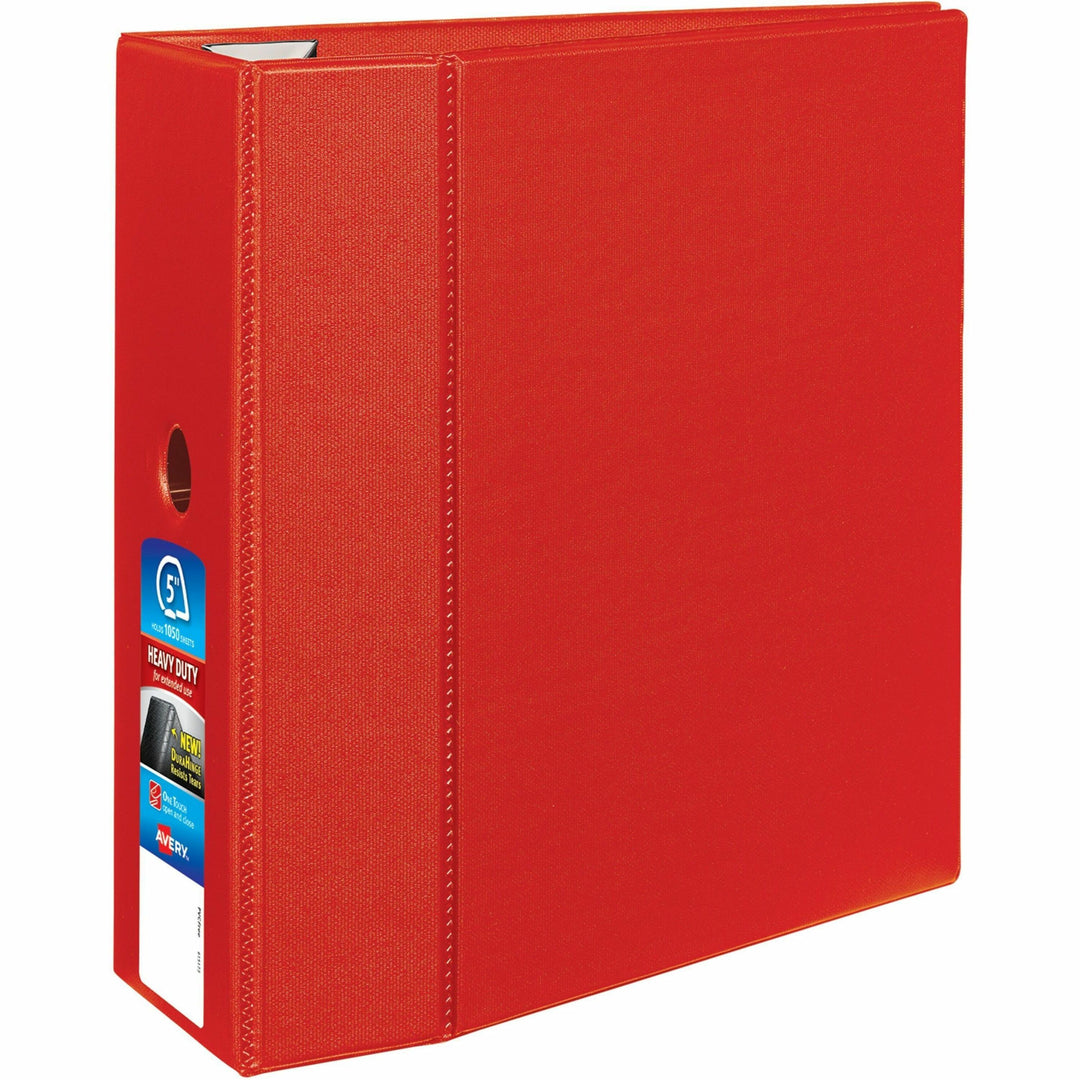 Image of Avery® Heavy-Duty Non-View Binder With Durahinge, Locking One Touch Ezd Rings And Thumb Notch, 3 Rings, 5" Capacity, 11 X 8.5, Red