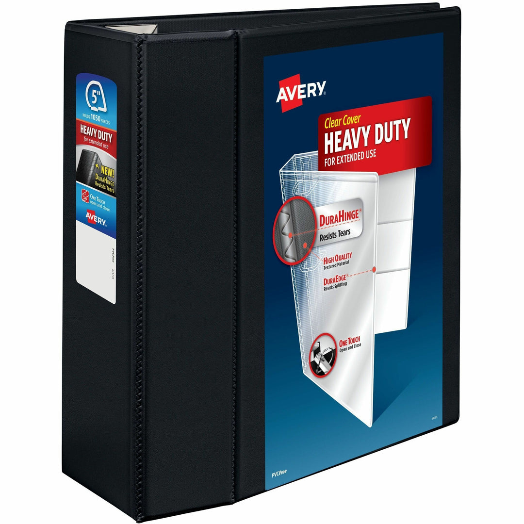 Image of Avery® Heavy-Duty View Binder With Durahinge And Locking One Touch Ezd Rings, 3 Rings, 5" Capacity, 11 X 8.5, Black