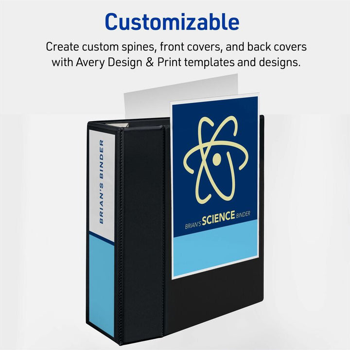Image of Avery® Heavy-Duty View Binder With Durahinge And Locking One Touch Ezd Rings, 3 Rings, 5" Capacity, 11 X 8.5, Black