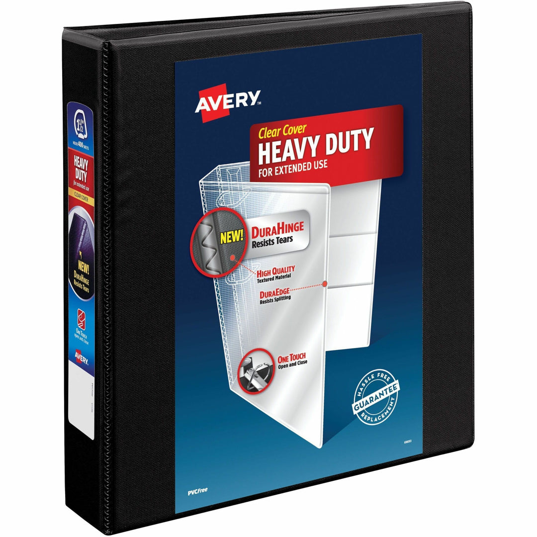 Image of Avery® Heavy-Duty View Binder With Durahinge And One Touch Ezd Rings, 3 Rings, 1.5" Capacity, 11 X 8.5, Black