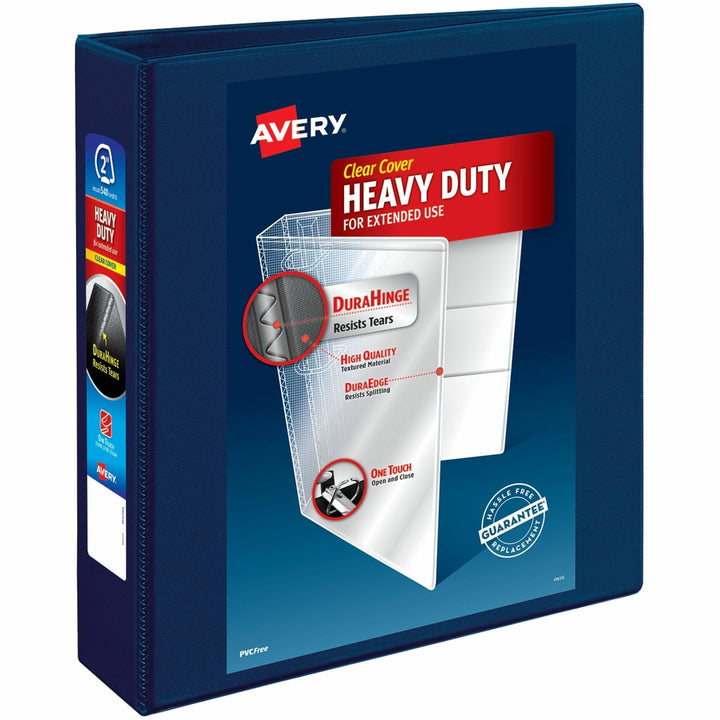 Image of Avery® Heavy-Duty View Binder With Durahinge And One Touch Ezd Rings, 3 Rings, 2" Capacity, 11 X 8.5, Navy Blue