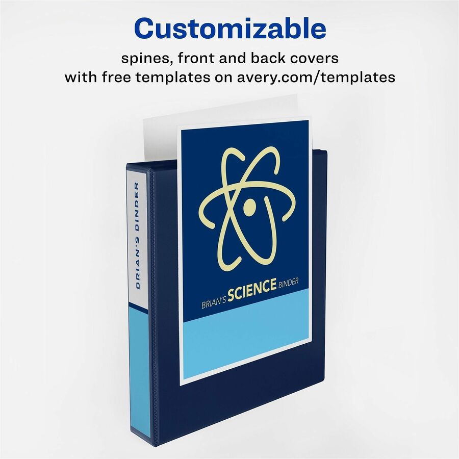 Image of Avery® Heavy-Duty View Binder With Durahinge And Locking One Touch Ezd Rings, 3 Rings, 4" Capacity, 11 X 8.5, Navy Blue