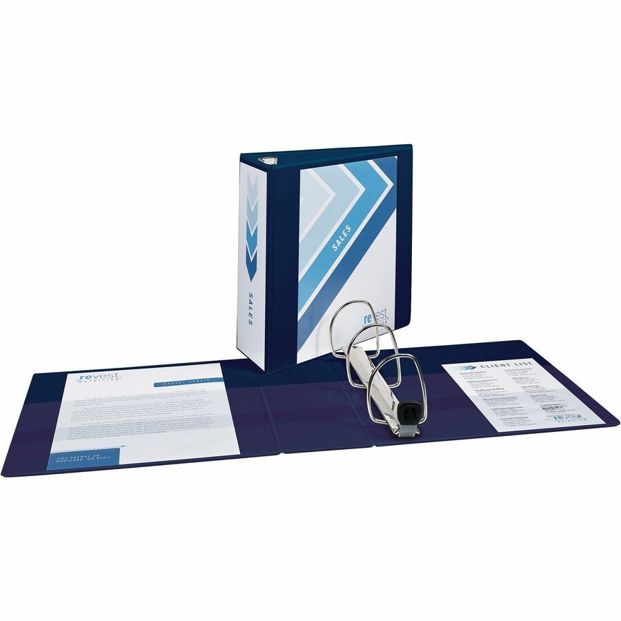Image of Avery® Heavy-Duty View Binder With Durahinge And Locking One Touch Ezd Rings, 3 Rings, 4" Capacity, 11 X 8.5, Navy Blue