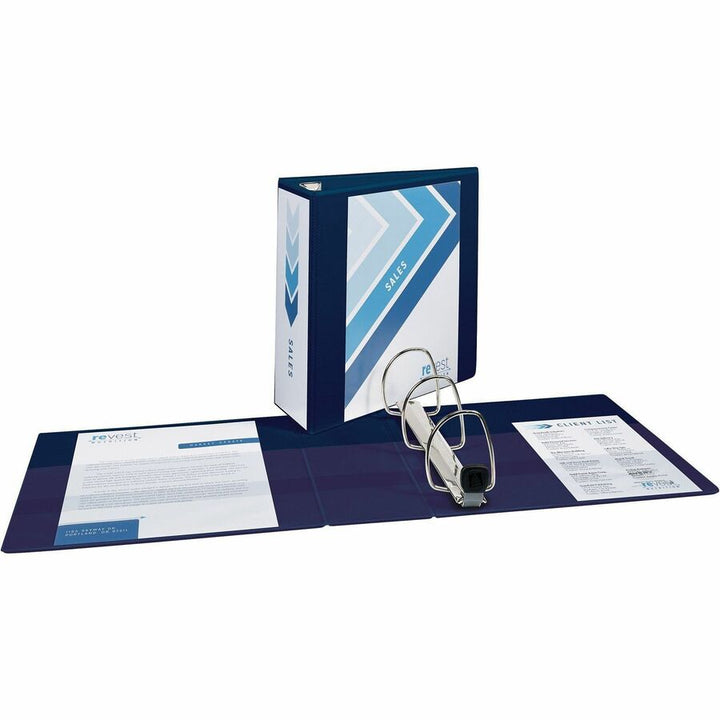 Image of Avery® Heavy-Duty View Binder With Durahinge And Locking One Touch Ezd Rings, 3 Rings, 4" Capacity, 11 X 8.5, Navy Blue