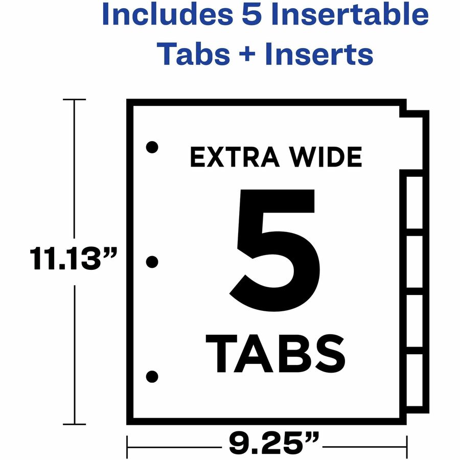 Image of Avery® Insertable Divider,Pocket/Tabs,5/Tabs,8-7/8"x11",AST