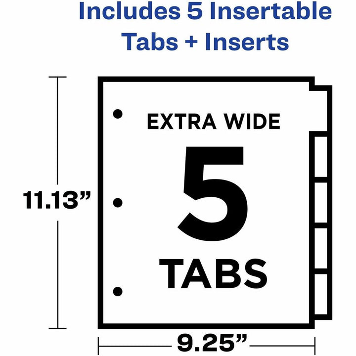 Image of Avery® Insertable Divider,Pocket/Tabs,5/Tabs,8-7/8"x11",AST