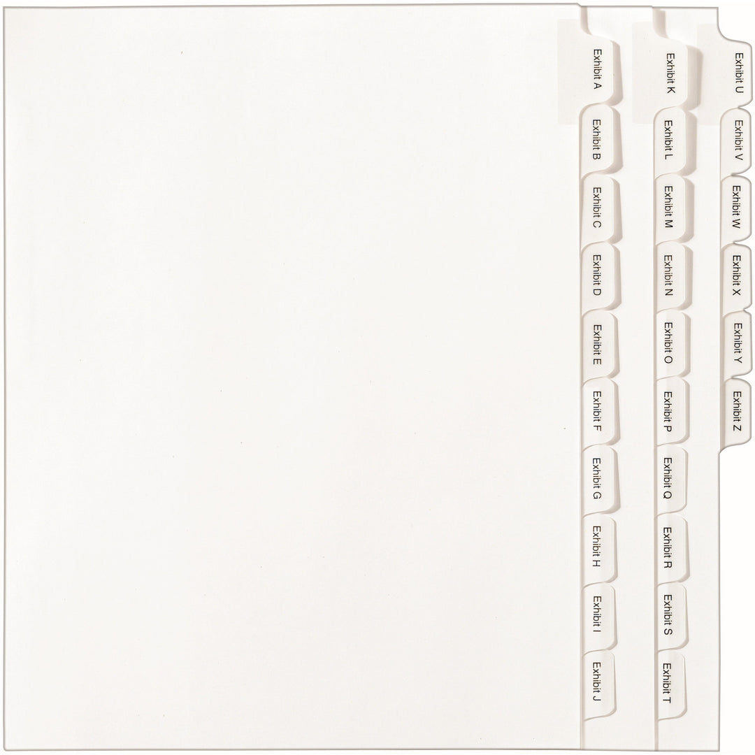 Image of Avery® Preprinted Legal Exhibit Side Tab Index Dividers, Allstate Style, 26-Tab, Exhibit A To Exhibit Z, 11 X 8.5, White, 1 Set
