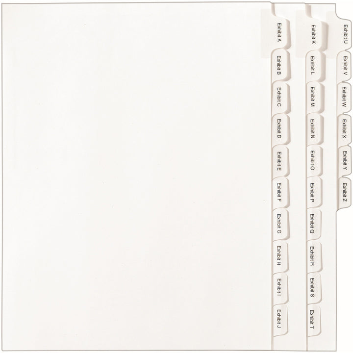 Image of Avery® Preprinted Legal Exhibit Side Tab Index Dividers, Allstate Style, 26-Tab, Exhibit A To Exhibit Z, 11 X 8.5, White, 1 Set