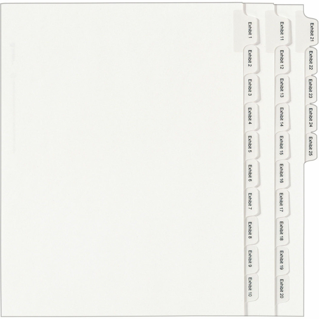 Image of Avery® Preprinted Legal Exhibit Side Tab Index Dividers, Allstate Style, 25-Tab, Exhibit 1 To Exhibit 25, 11 X 8.5, White, 1 Set