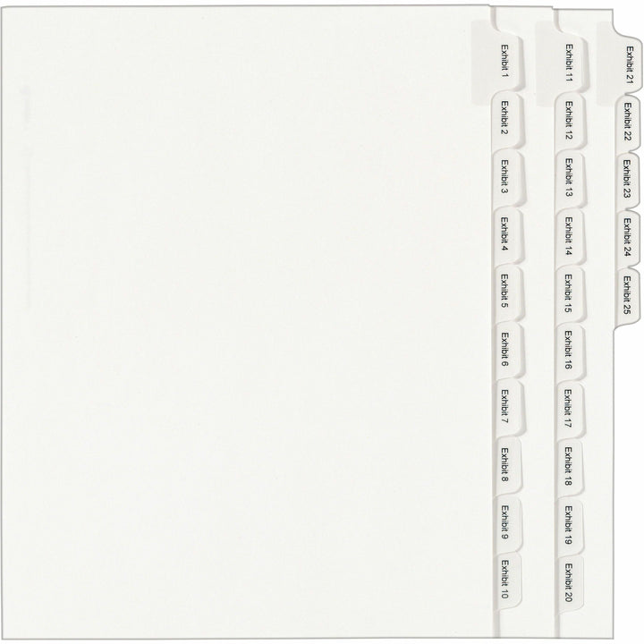 Image of Avery® Preprinted Legal Exhibit Side Tab Index Dividers, Allstate Style, 25-Tab, Exhibit 1 To Exhibit 25, 11 X 8.5, White, 1 Set