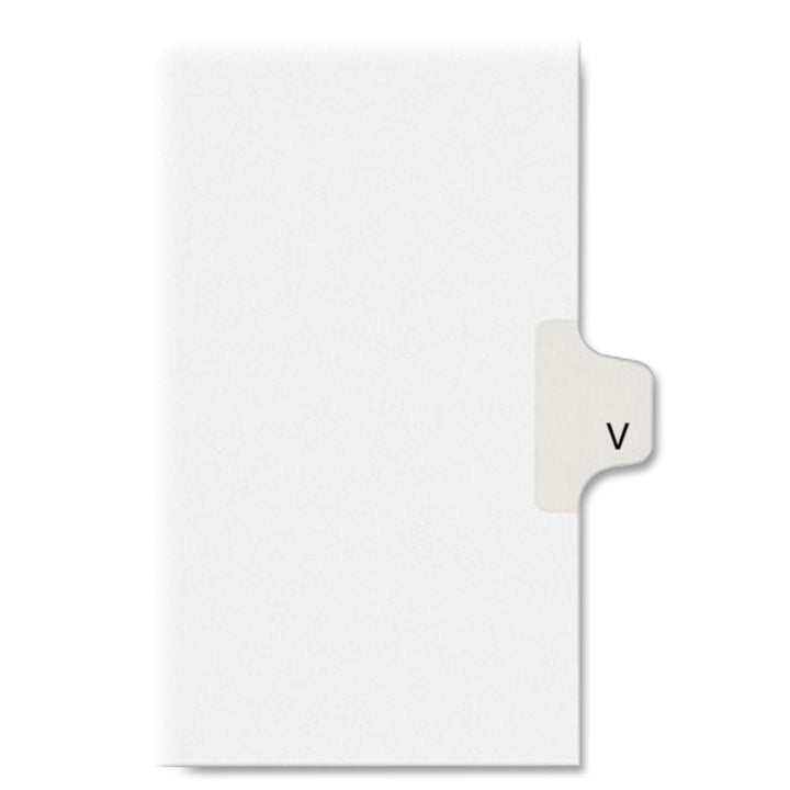 Image of Avery® Preprinted Legal Exhibit Side Tab Index Dividers, Allstate Style, 26-Tab, V, 11 X 8.5, White, 25/pack
