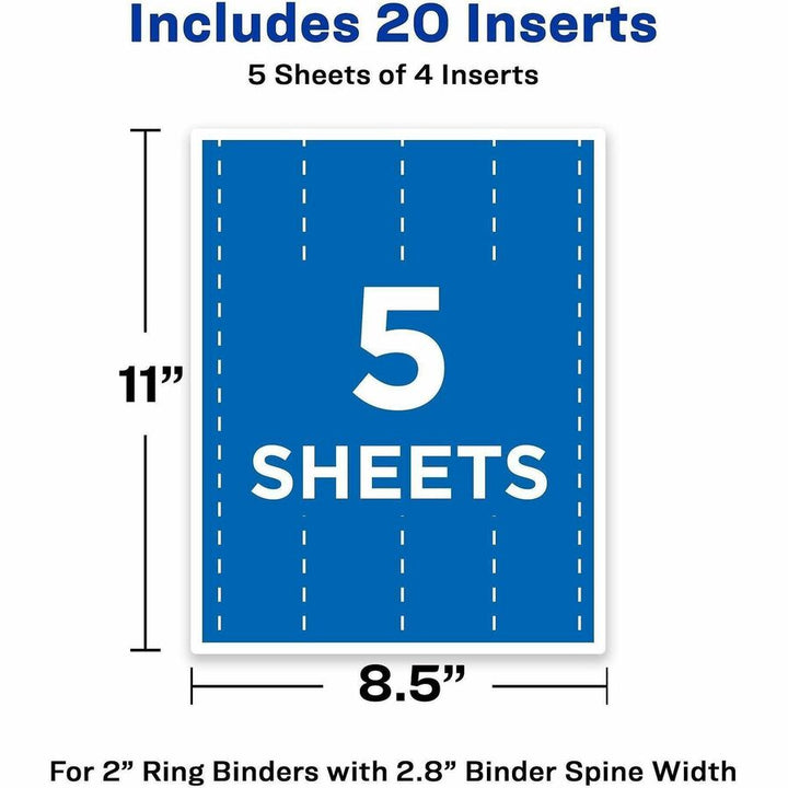 Image of Avery® Binder Spine Inserts, 2" Spine Width, 4 Inserts/sheet, 5 Sheets/pack