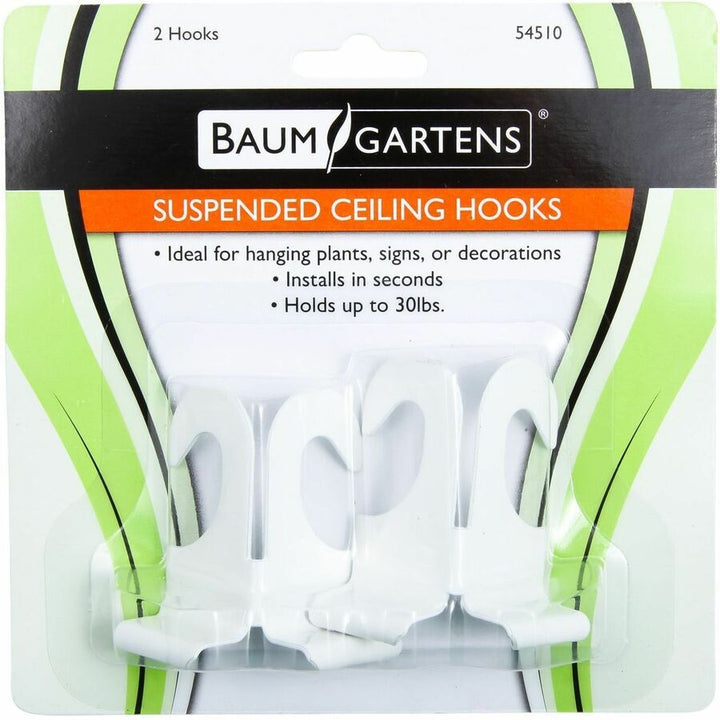 Image of Baumgartens® Suspended Ceiling Hooks, 2" Long, 2/PK, White