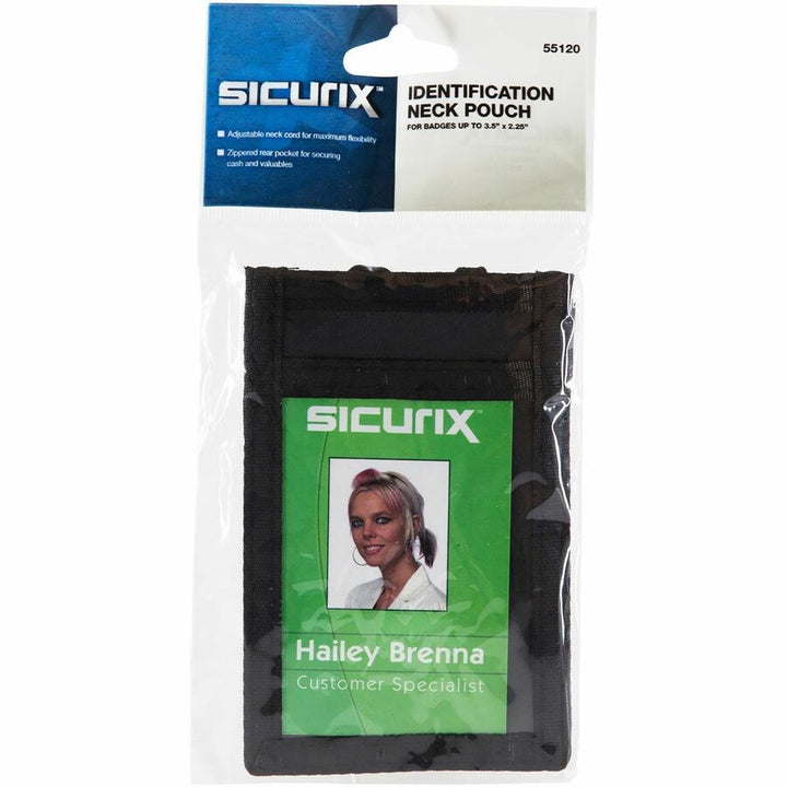 Image of SICURIX® Sicurix Id Neck Pouch, Vertical, 3 X 4 3/4, Black