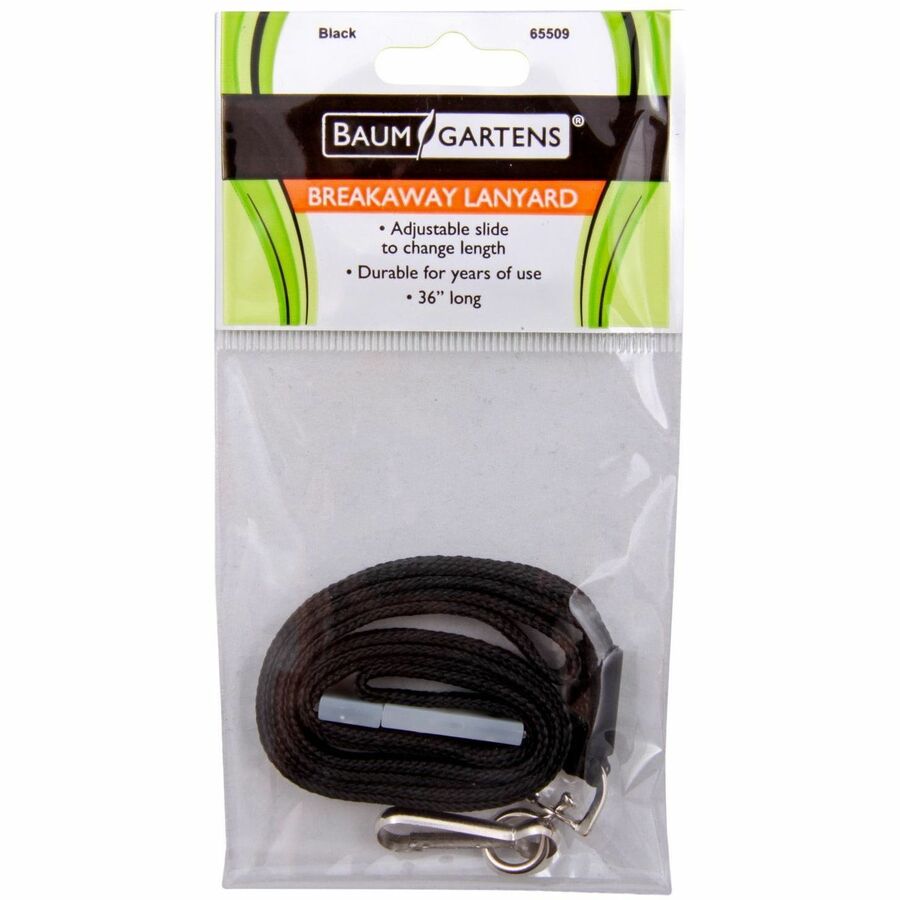 Image of SICURIX® Safety Breakaway Lanyard, Metal Hook Fastener, 36" Long, Black