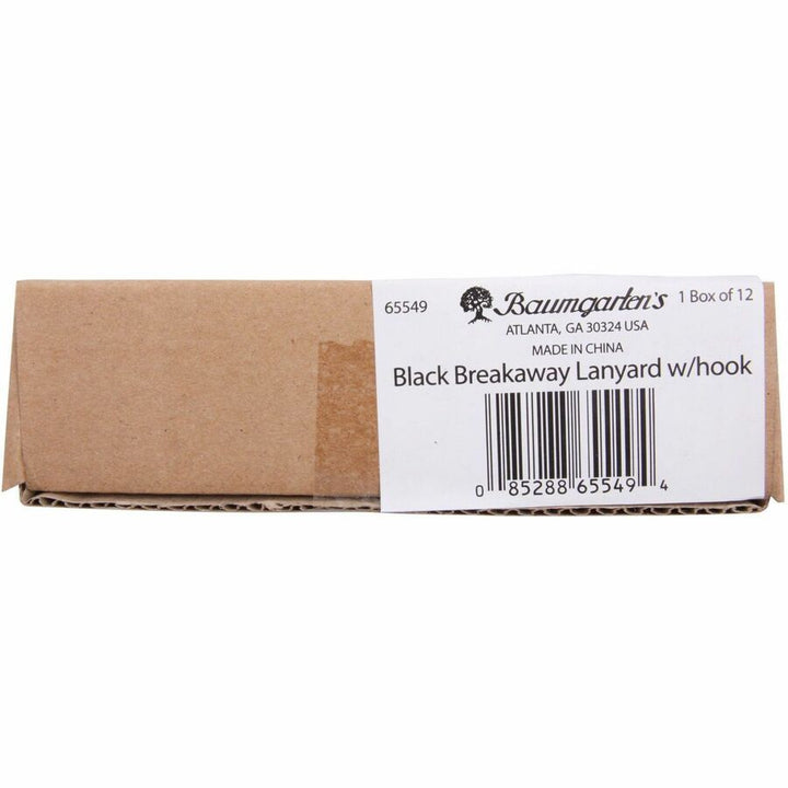 Image of Baumgartens® Breakaway Lanyards, w/ Adj. Slide, 35",12/BX, Black