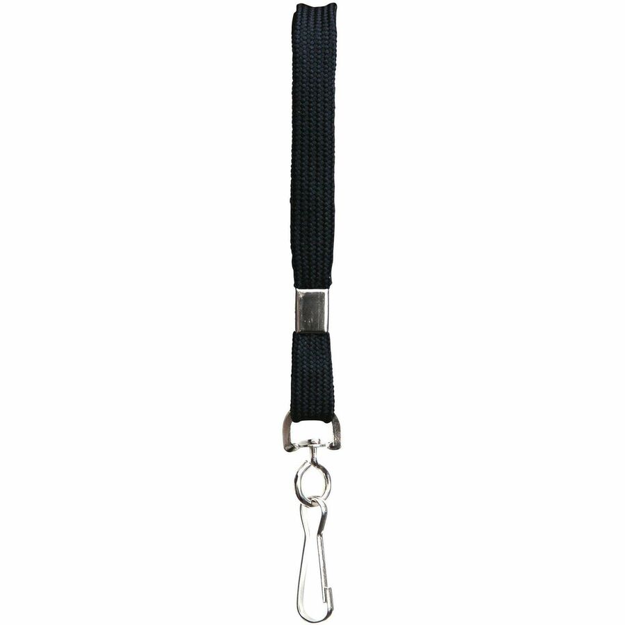 Image of SICURIX 65619 Shoelace-style Flat Hook Lanyard, Hook Attachment, 36" Length, Black, Metal, 100 / Box
