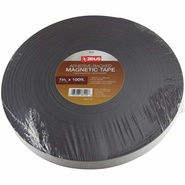 Image of Baumgartens® Adhesive Magnetic Tape, Flexible, 1"x100' Roll, Black