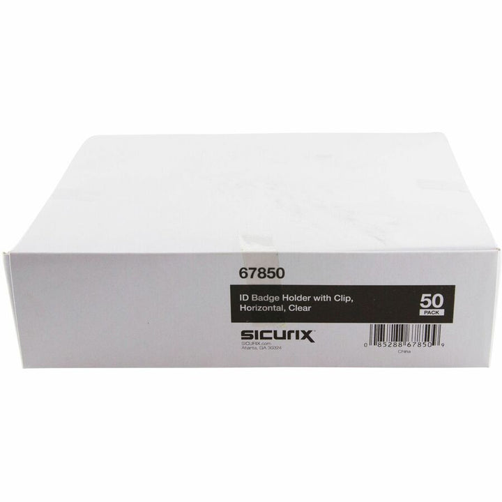 Image of SICURIX 67850 Badge Holder, Horizontal, 2.5" H x 3.5" Width, Vinyl, Clear, Sturdy, Transparent Design, 50 / Pack