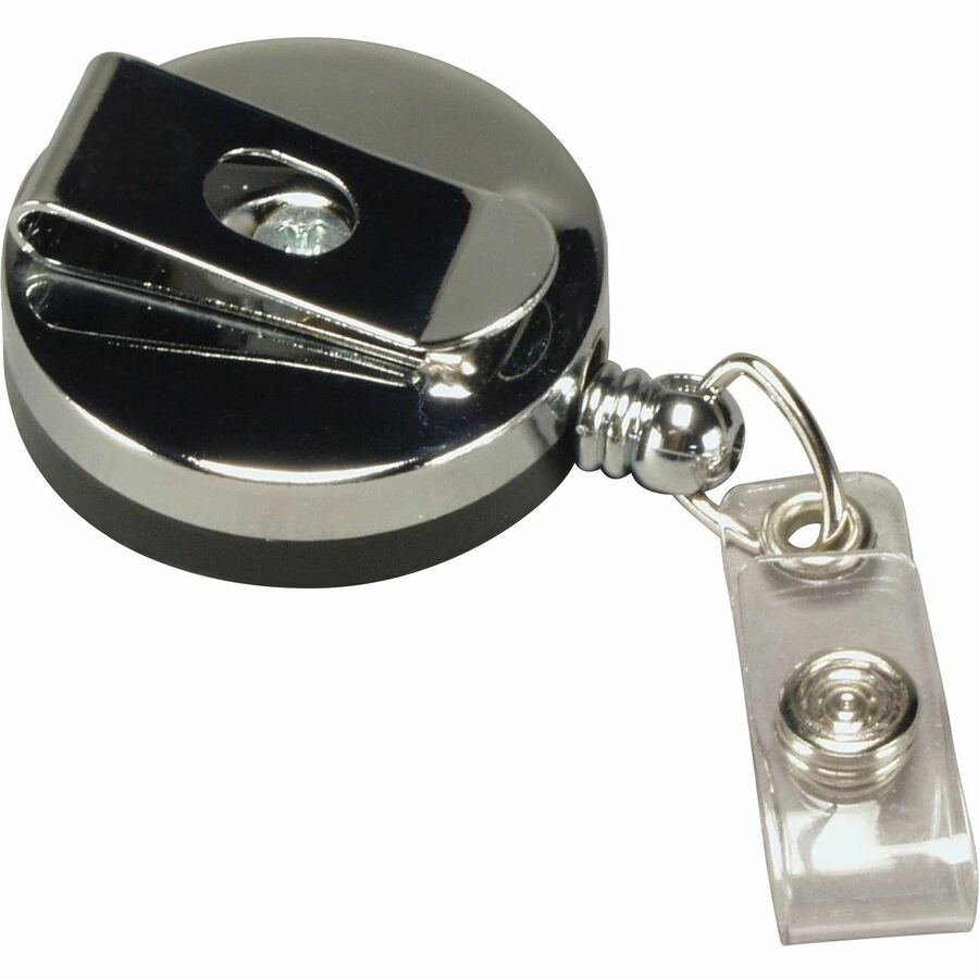 Image of SICURIX® Heavy Duty Id Card Reel, 30" Extension, Black/chrome