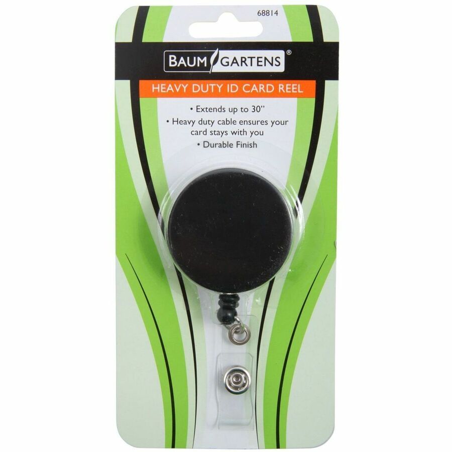 Image of SICURIX® Heavy Duty Id Card Reel, 30" Extension, Black/chrome