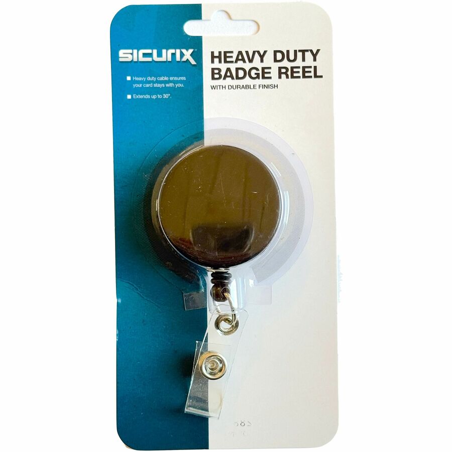 Image of SICURIX® Heavy Duty Id Card Reel, 30" Extension, Black/chrome
