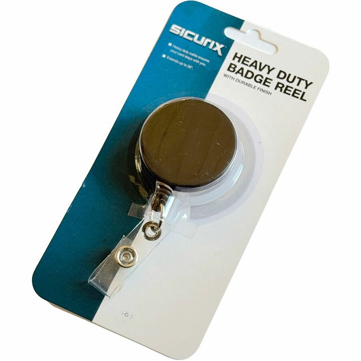 Image of SICURIX® Heavy Duty Id Card Reel, 30" Extension, Black/chrome
