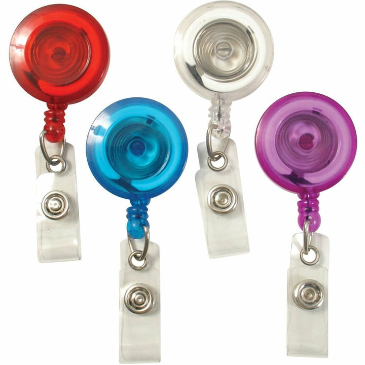 Image of SICURIX® ID Slide-Style Belt Clip Card Reels, 30" Extension, Blue/Purple/Red/Translucent, 4/Pack
