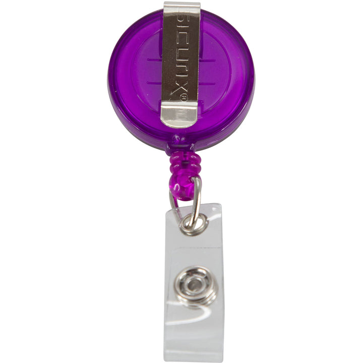 Image of SICURIX® ID Slide-Style Belt Clip Card Reels, 30" Extension, Blue/Purple/Red/Translucent, 4/Pack