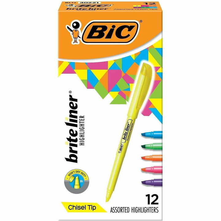 Image of BIC BL11-AST Brite Liner Highlighter, Assorted, Fluorescent Assorted Ink, 12 / Box